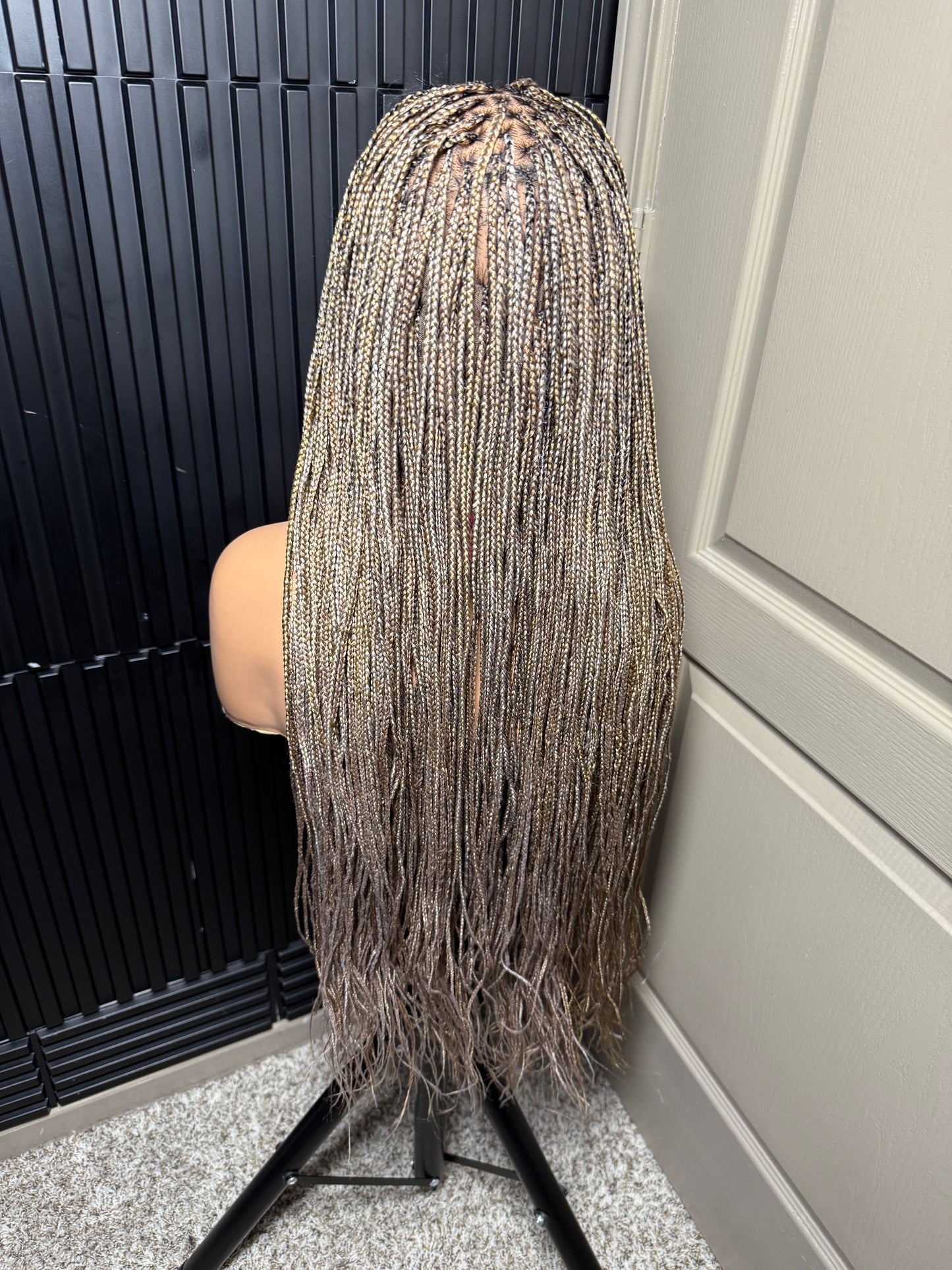 Color 60 mix small knotless braids full lace wig