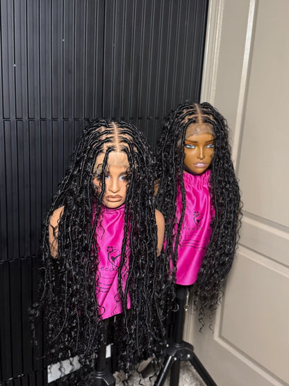 Full lace synthetic handmade  boho locs braid wig