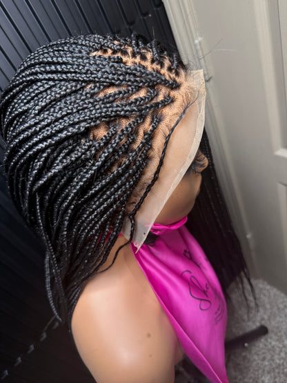 13by4 human hair lace frontal pre-bleached knot. Black  Knotless braids