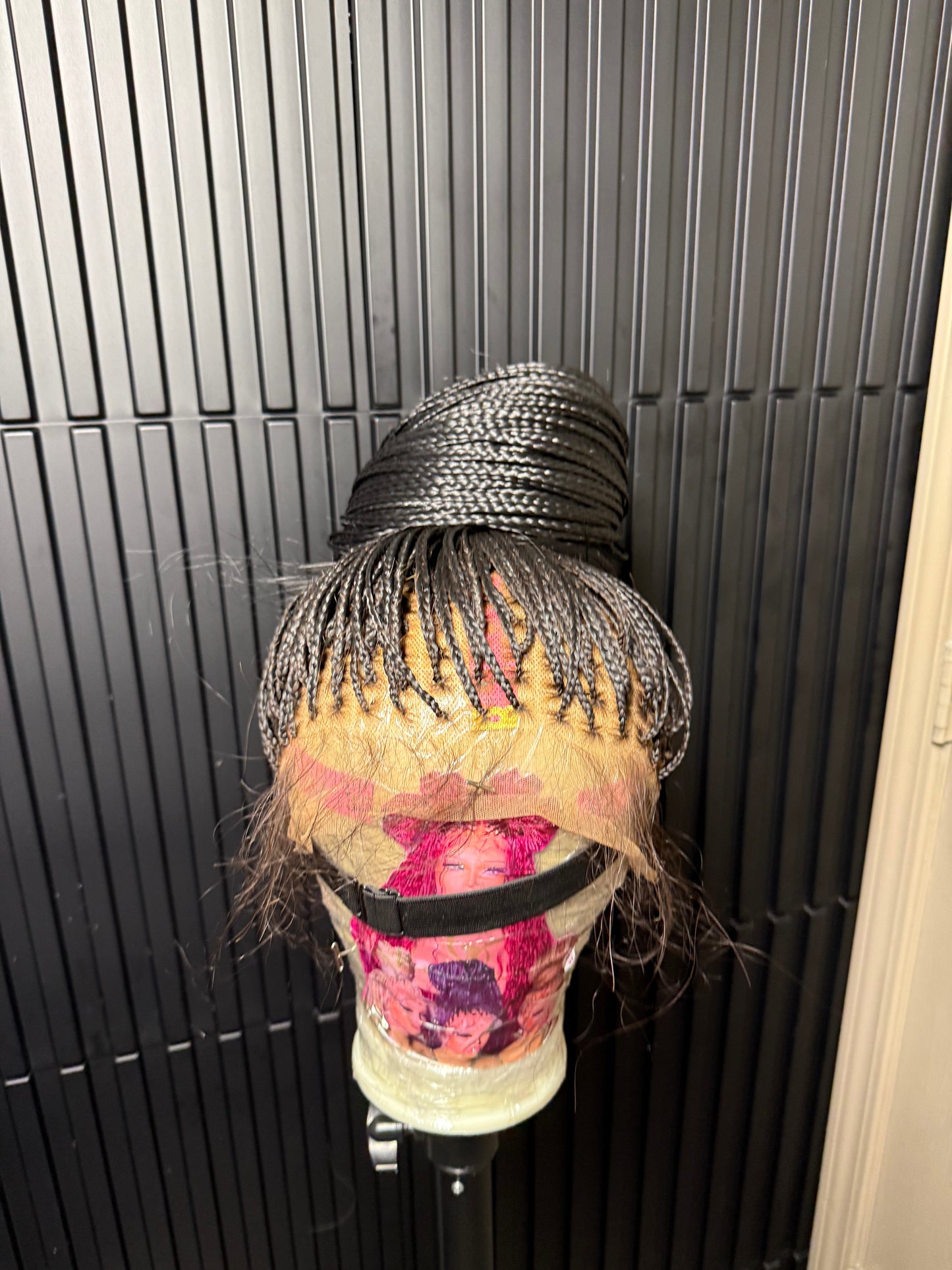 6by6 Closure unit Full Human Hair Lace Cap Silky small knotless braids #1 40’’