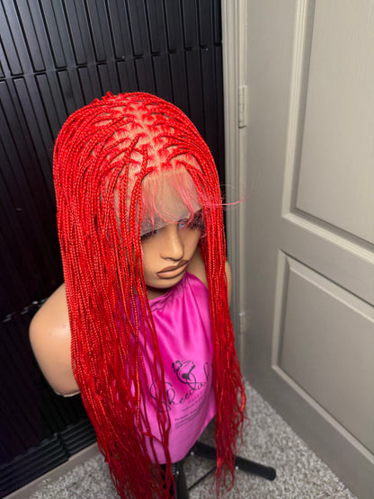 40inches small  knotless braids. Full lace braided wig