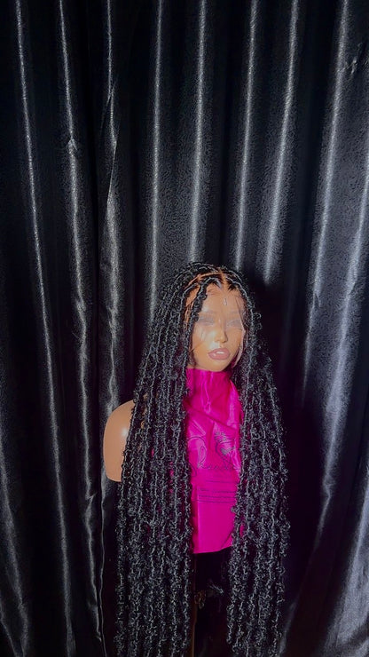 Distressed  butterfly Locs unit(Swiss Human hair Full  lace Cap)35inches