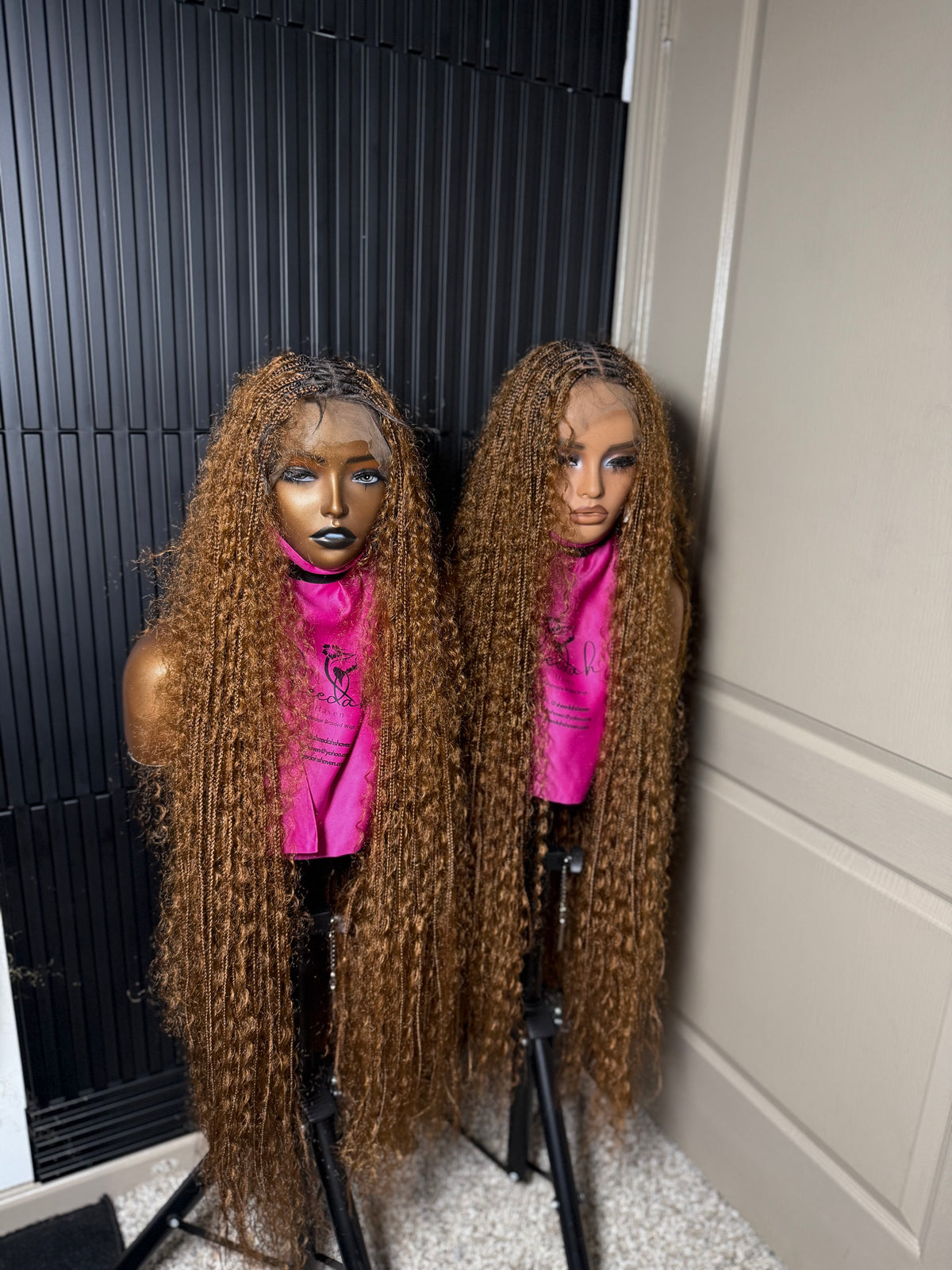 45inch Full lace chestnut brown boho knotless braids