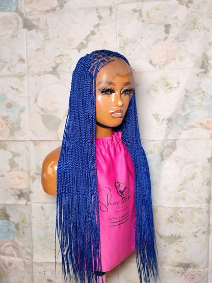 30’’ Blue Small Knotless Braided Wig