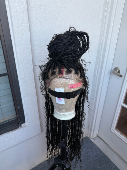 Full lace synthetic handmade  boho locs braid wig
