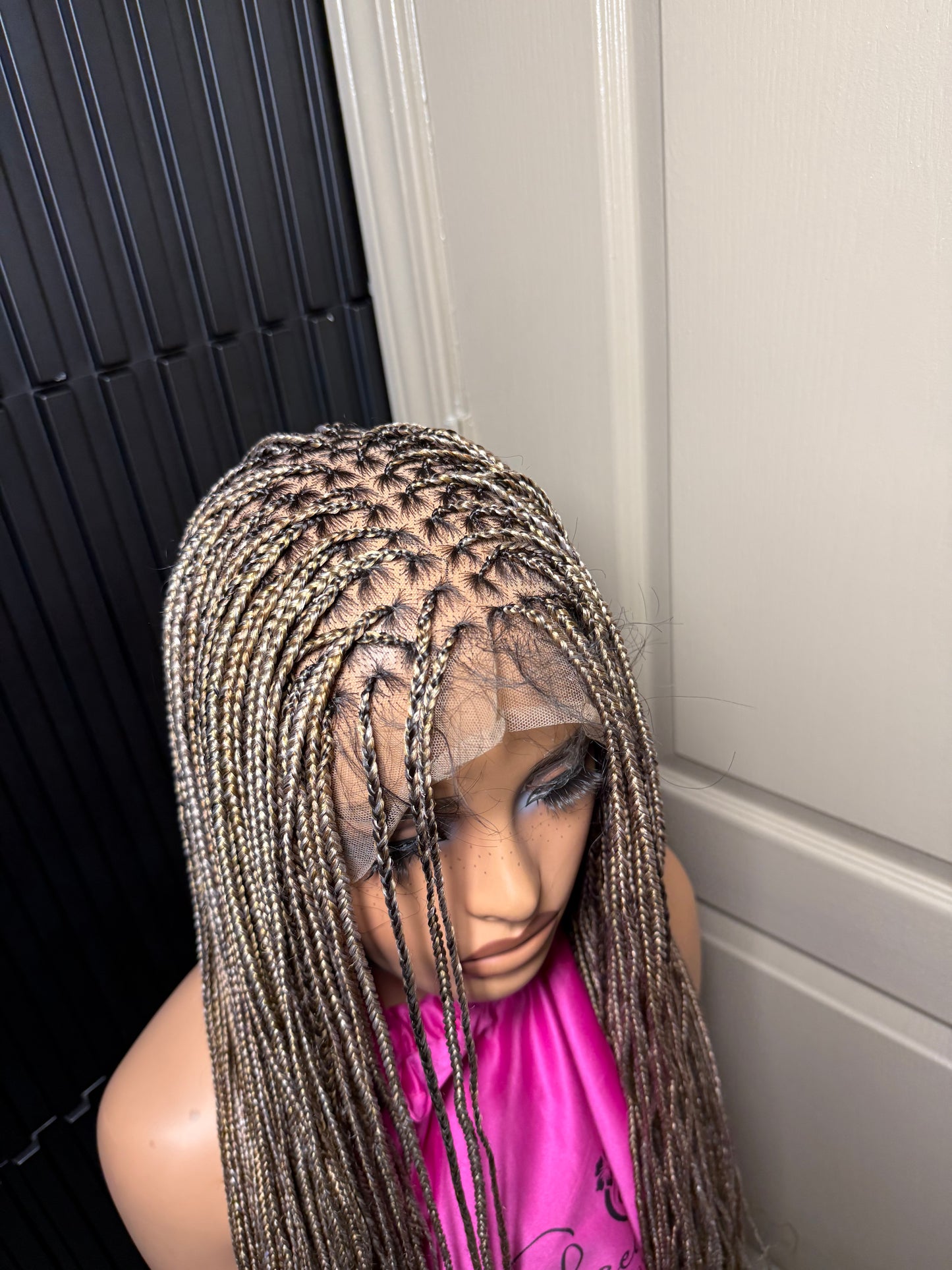 Color 60 mix small knotless braids full lace wig