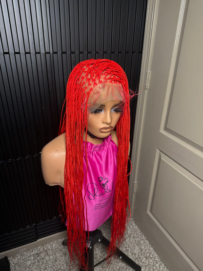 40inches small  knotless braids. Full lace braided wig