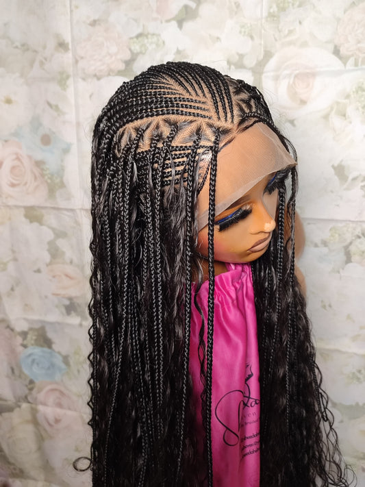 Flip Over Cornrow Boho braided Wig