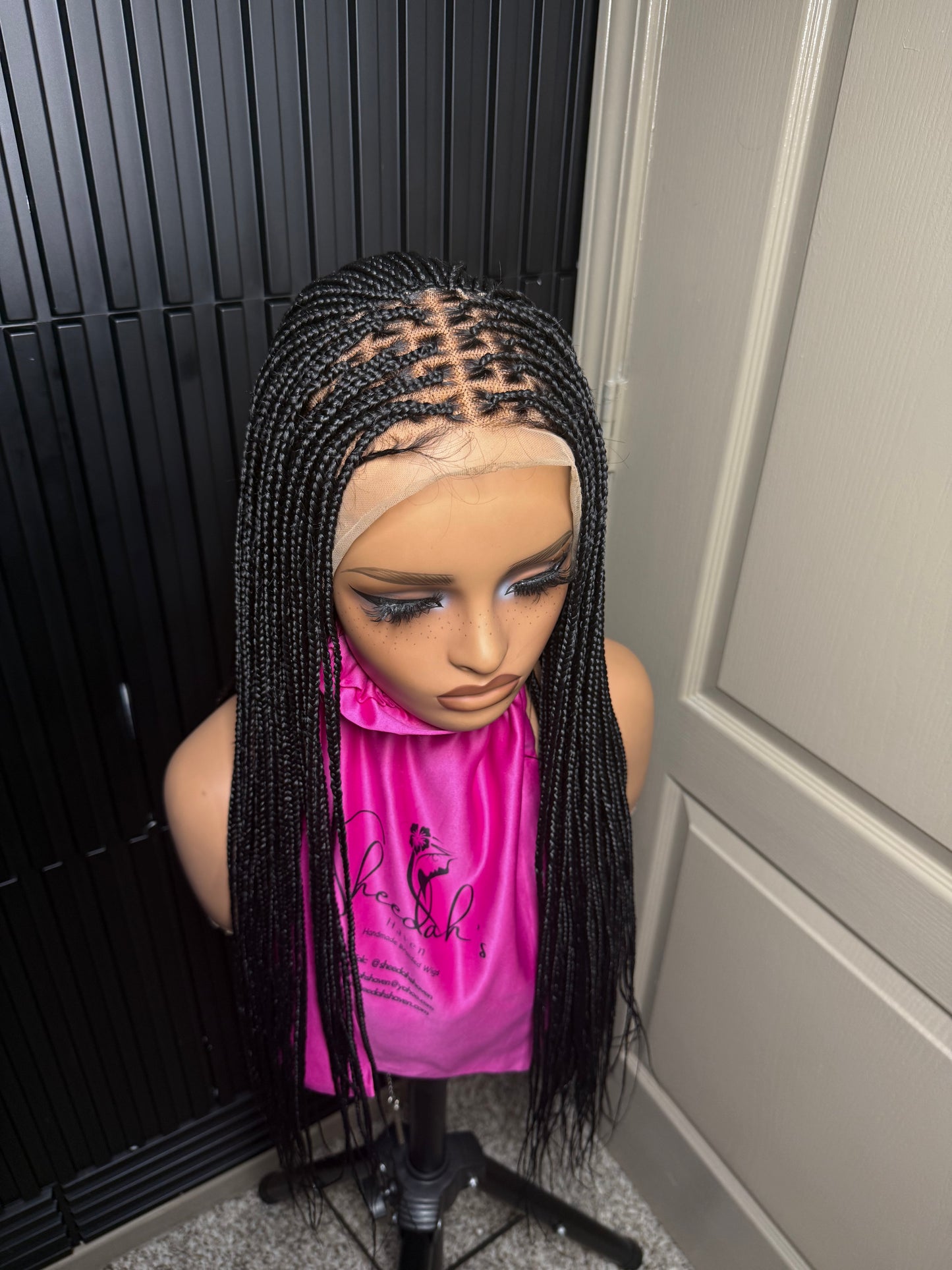 13by4 human hair lace frontal pre-bleached knot. Black  Knotless braids
