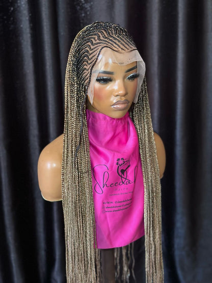 13by4 Full lace Cornrow Mix Blonde Human Hair Lace  Frontal