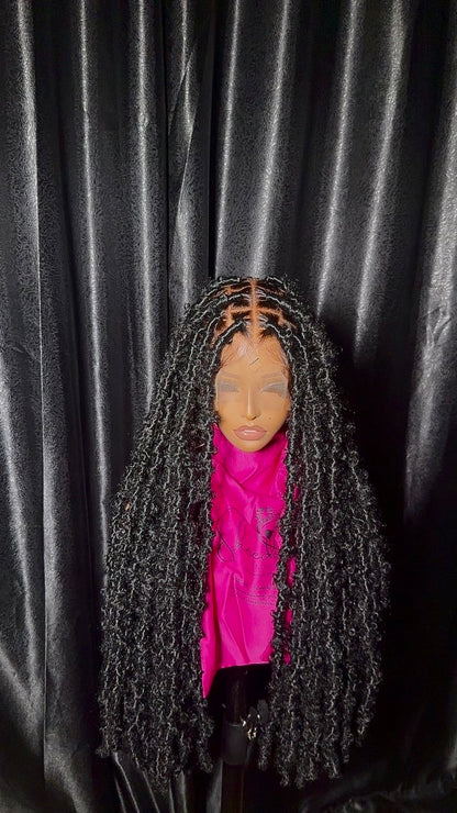 Distressed  butterfly Locs unit(Swiss Human hair Full  lace Cap)35inches