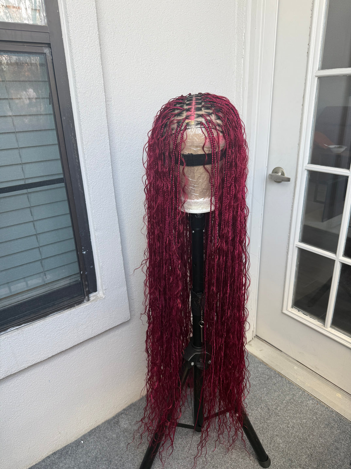 45inch Full lace chestnut brown boho knotless braids