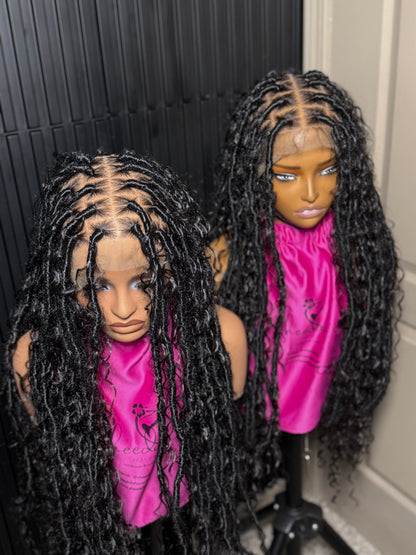 Full lace synthetic handmade  boho locs braid wig