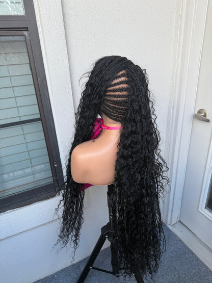 Black Full lace Mohawk braided wig