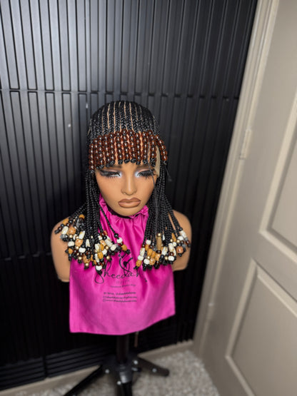 Short Koroba bead  wig with bangs