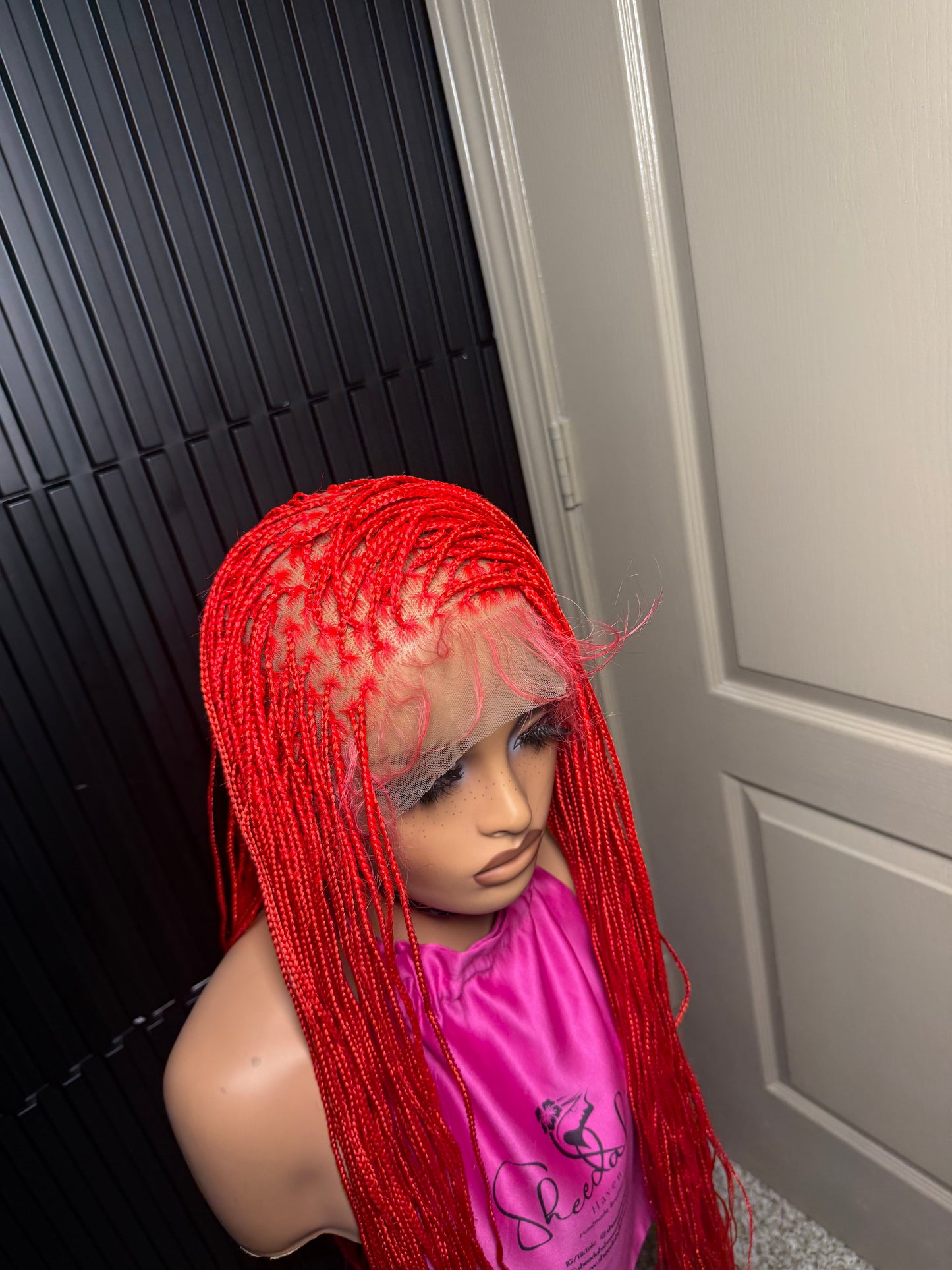 40inches small  knotless braids. Full lace braided wig