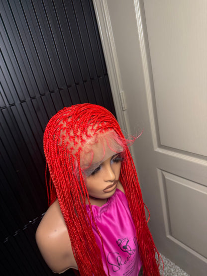 40inches small  knotless braids. Full lace braided wig