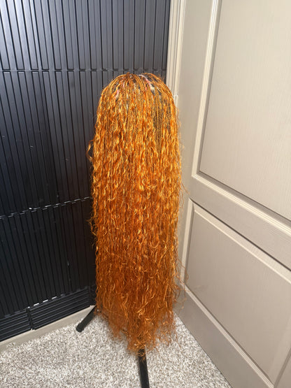 45inch Full lace chestnut brown boho knotless braids