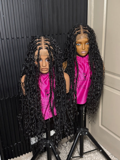 Full lace synthetic handmade  boho locs braid wig