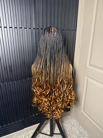 Full lace bouncy 36 human hair pre-bleached braided wig