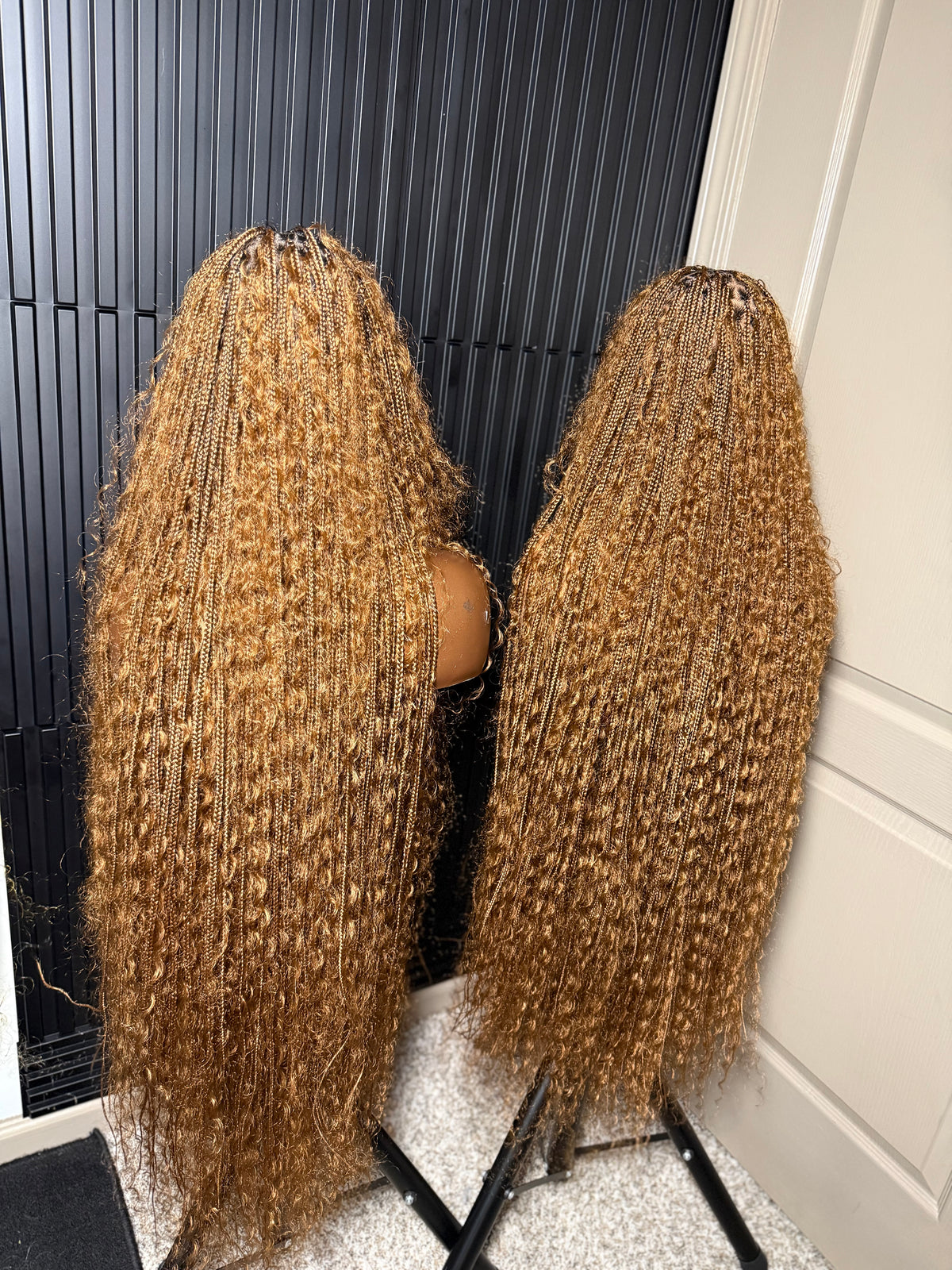 45inch Full lace chestnut brown boho knotless braids