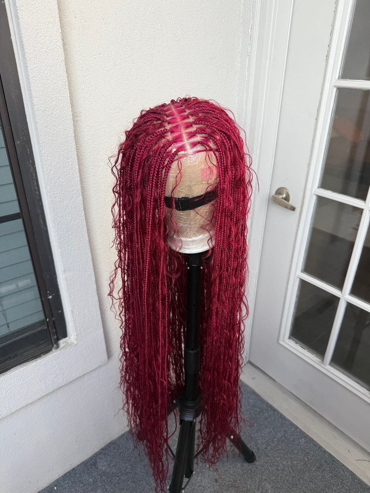 45inch Full lace chestnut brown boho knotless braids