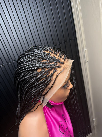 13by4 human hair lace frontal pre-bleached knot. Black  Knotless braids