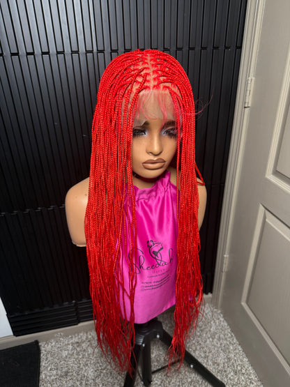 40inches small  knotless braids. Full lace braided wig