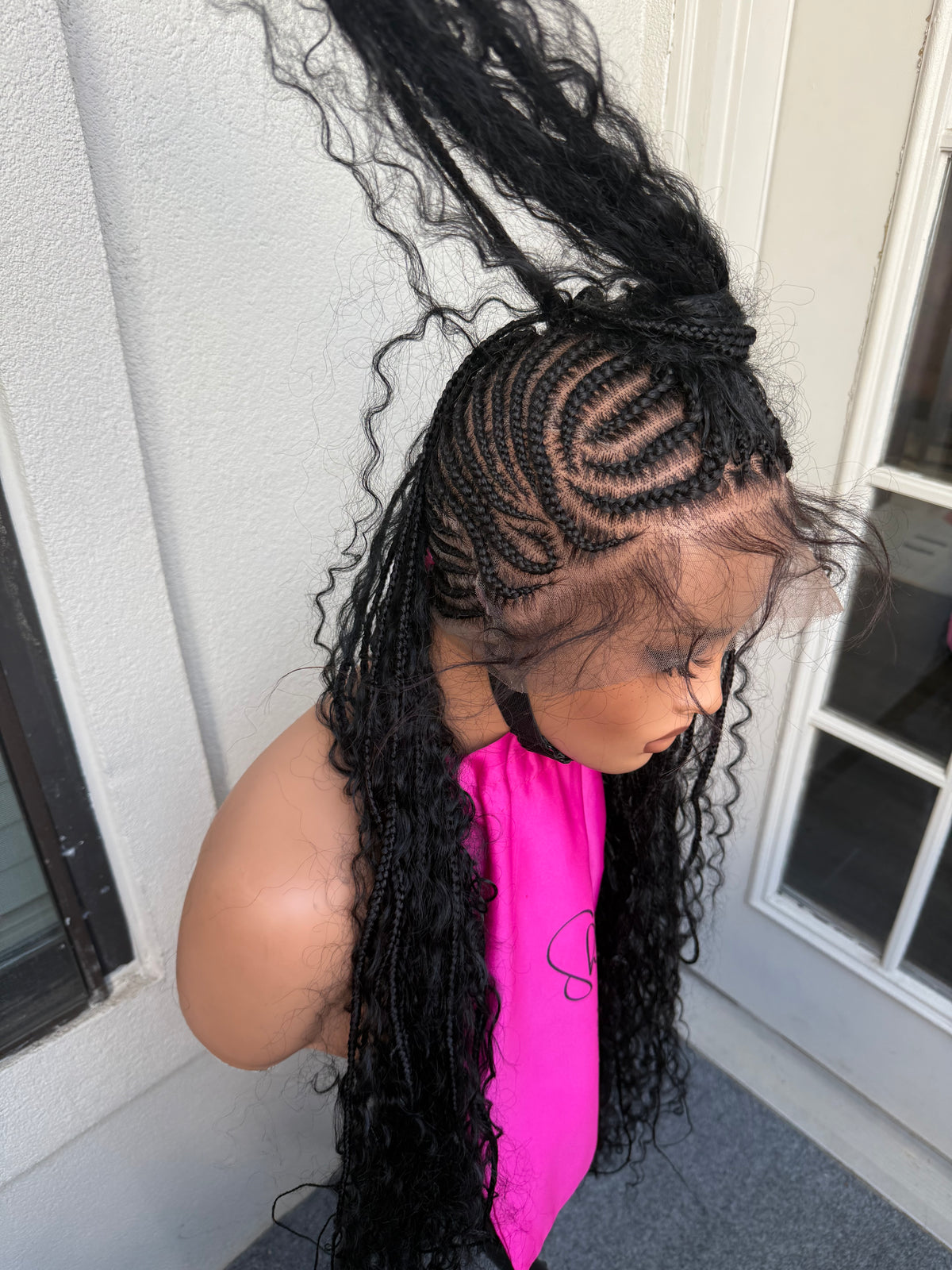 Black Full lace Mohawk braided wig