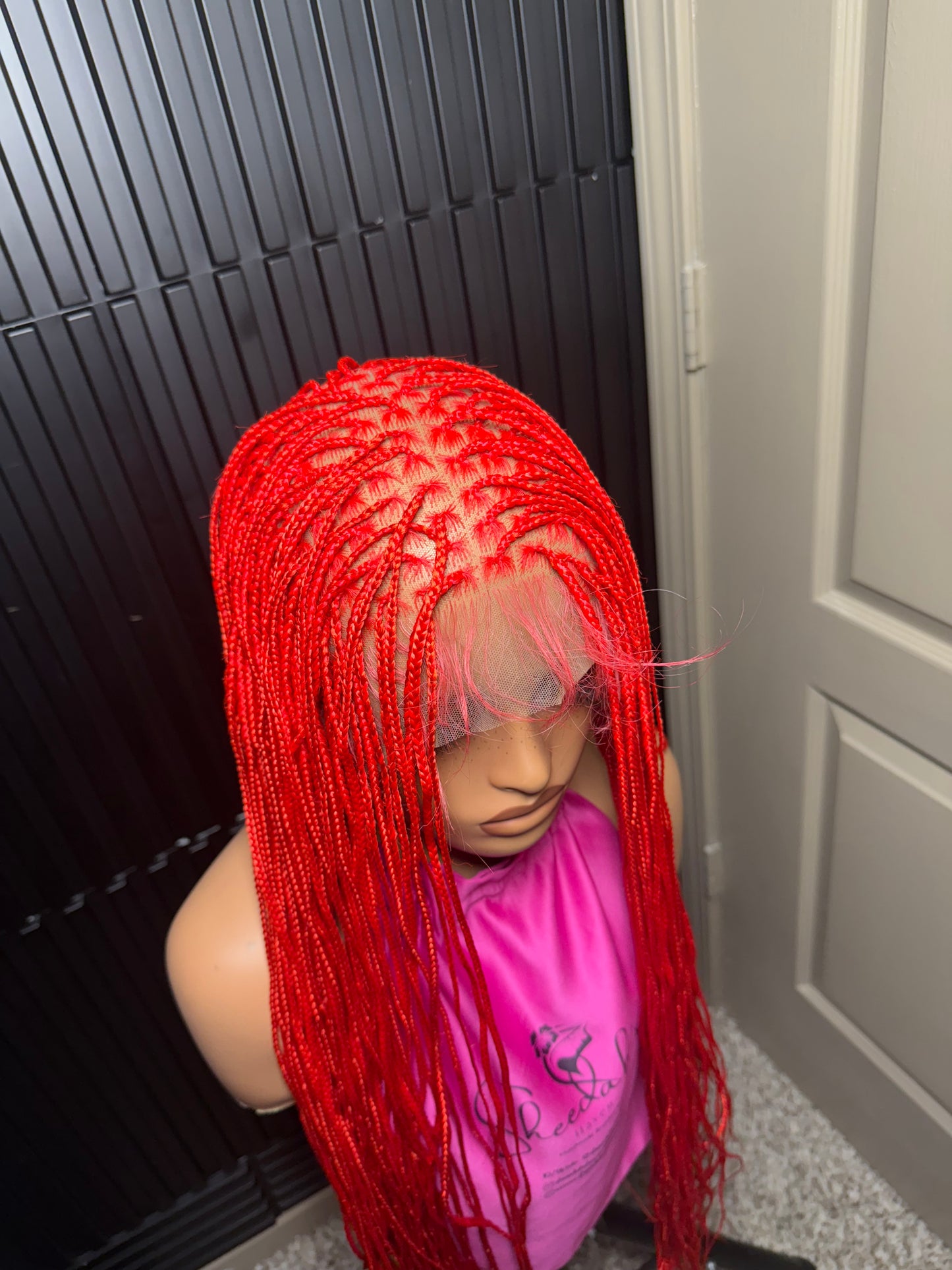 40inches small  knotless braids. Full lace braided wig