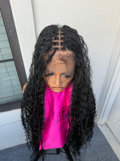 Black Full lace Mohawk braided wig