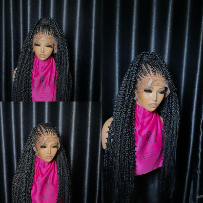 Distress cornrow (pre-bleached 360 human hair full scalp