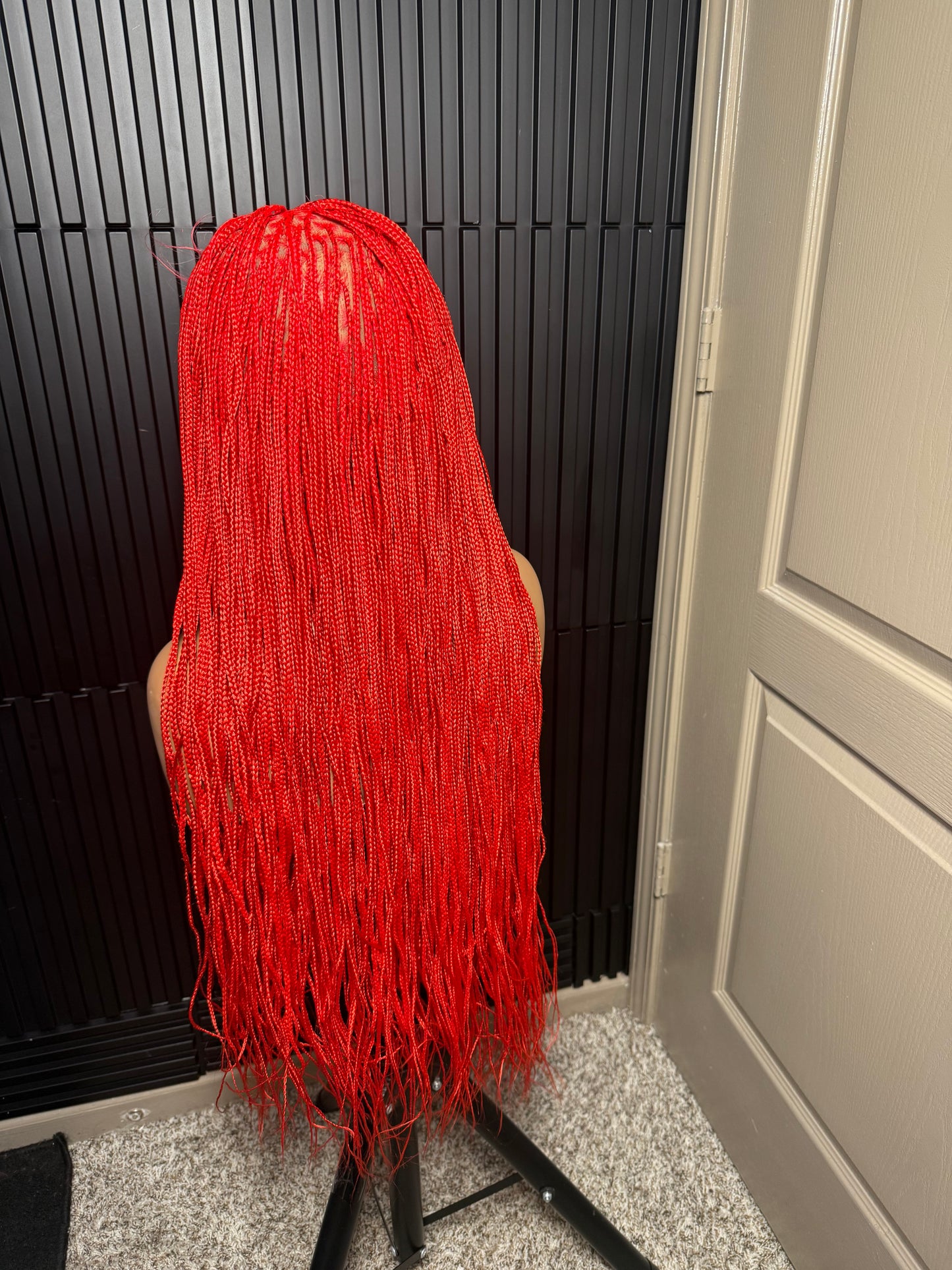40inches small  knotless braids. Full lace braided wig