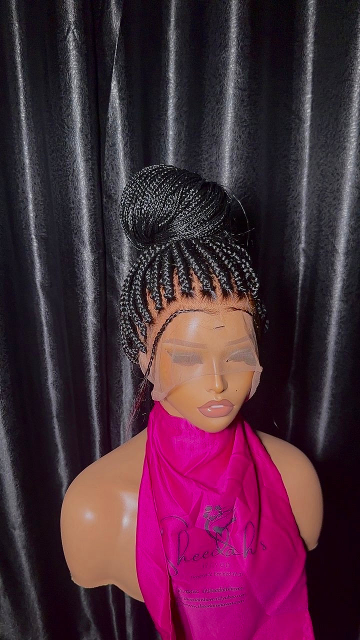 35inch Box braid pre-bleached knot Full lace Box braided wig