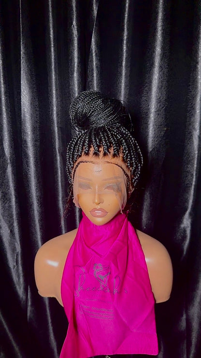 35inch Box braid pre-bleached knot Full lace Box braided wig