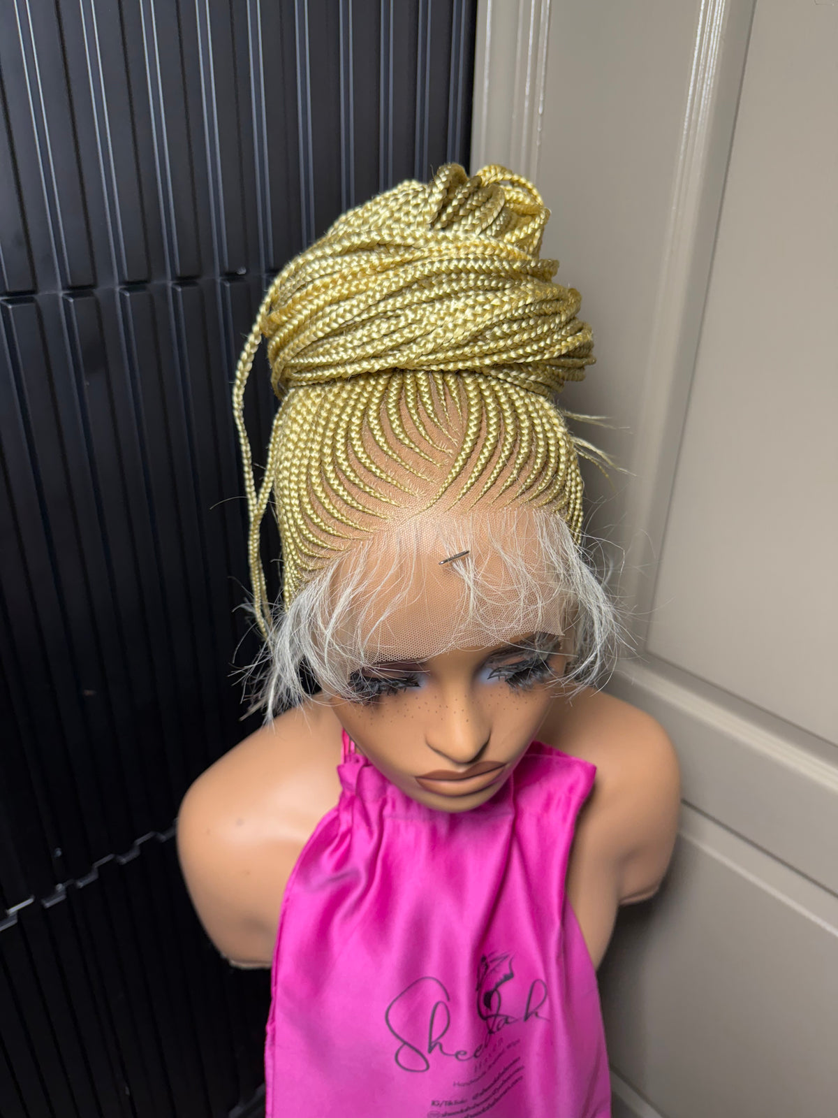 35inch v cut updo 360 full lace  braid Wig