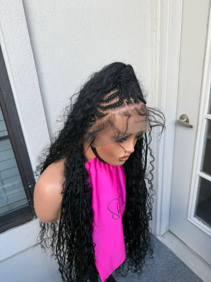 Black Full lace Mohawk braided wig