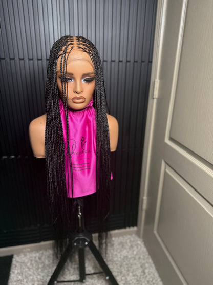 6by6 Closure unit Full Human Hair Lace Cap Silky small knotless braids #1 40’’