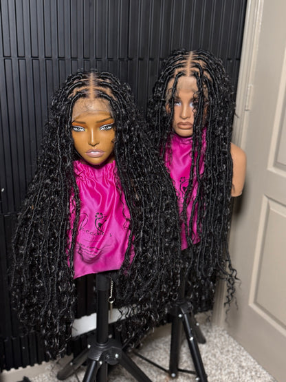 Full lace synthetic handmade  boho locs braid wig