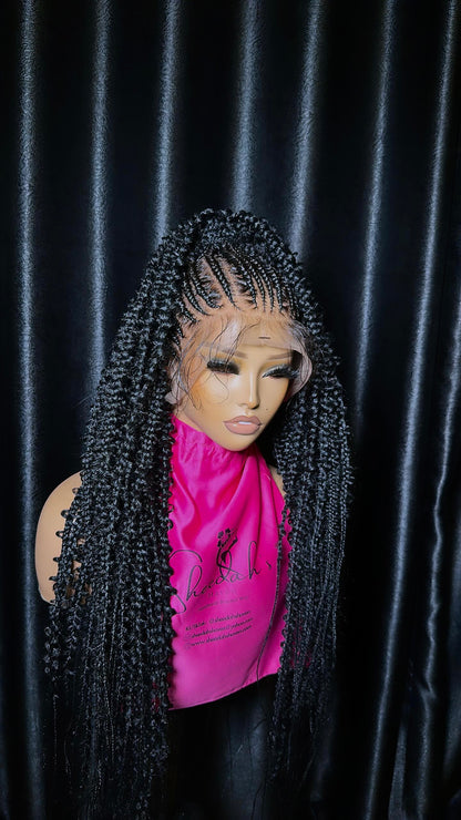 Distress cornrow (pre-bleached 360 human hair full scalp