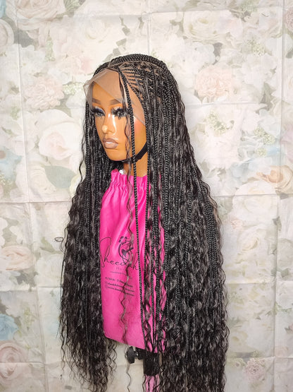 Flip Over Cornrow Boho braided Wig