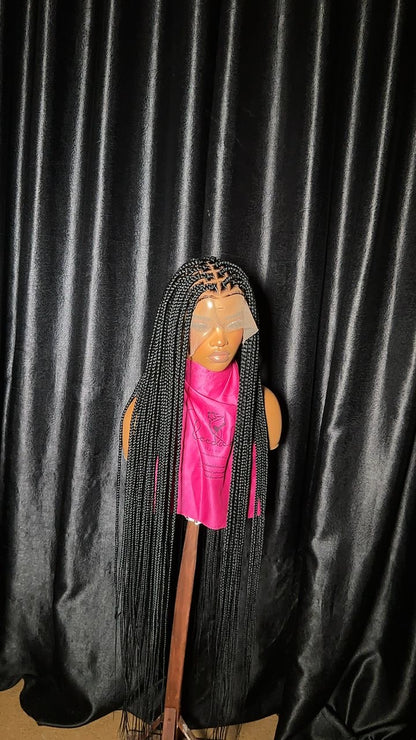35inch Box braid pre-bleached knot Full lace Box braided wig