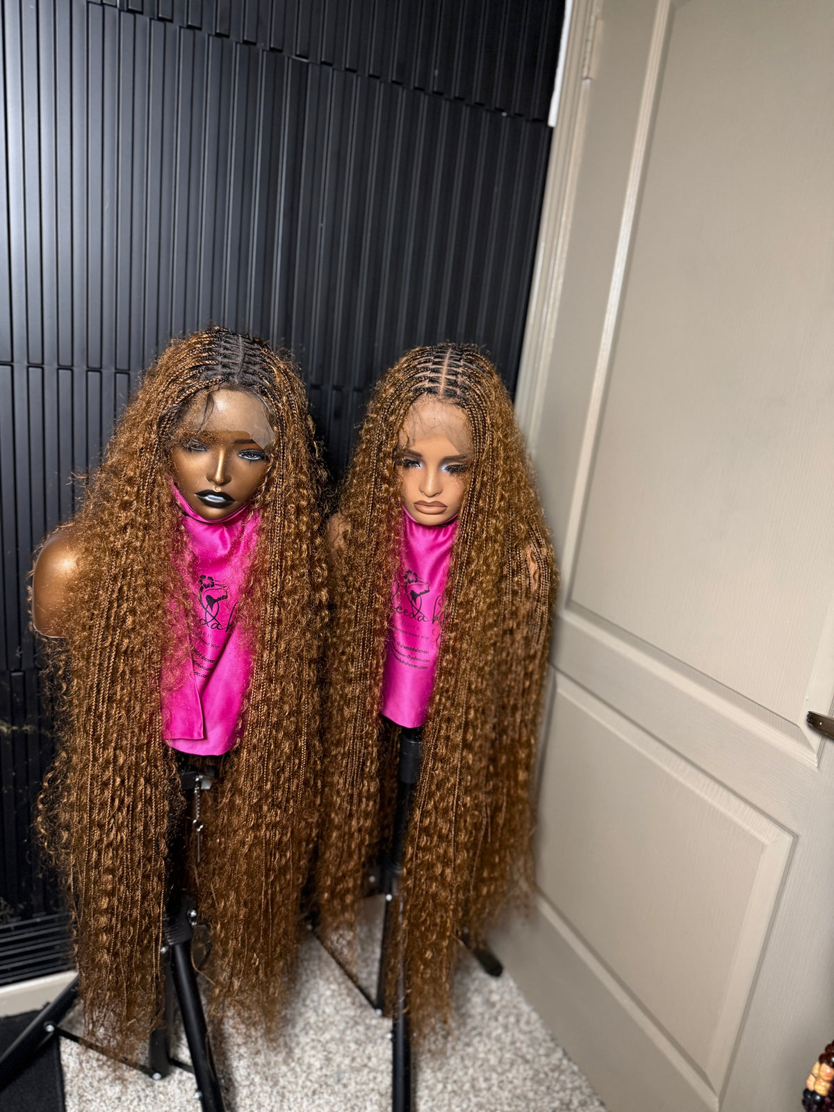 45inch Full lace chestnut brown boho knotless braids