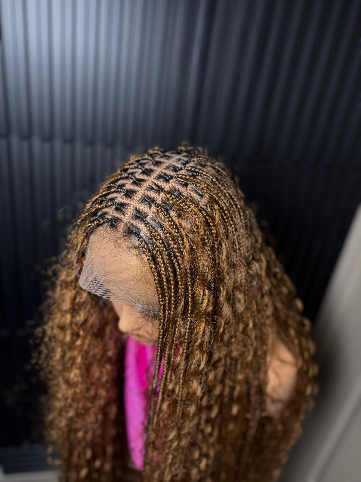 45inch Full lace chestnut brown boho knotless braids
