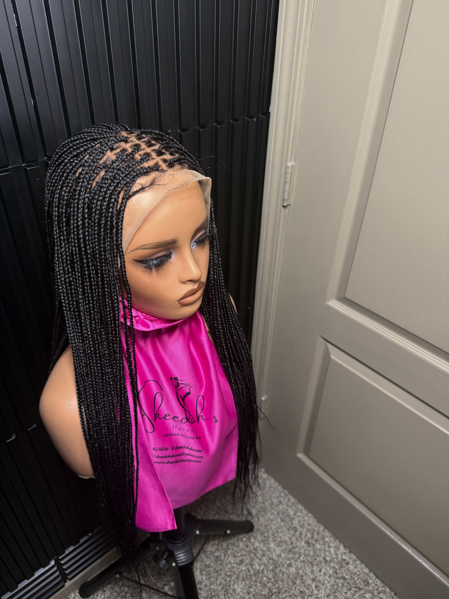 13by4 human hair lace frontal pre-bleached knot. Black  Knotless braids