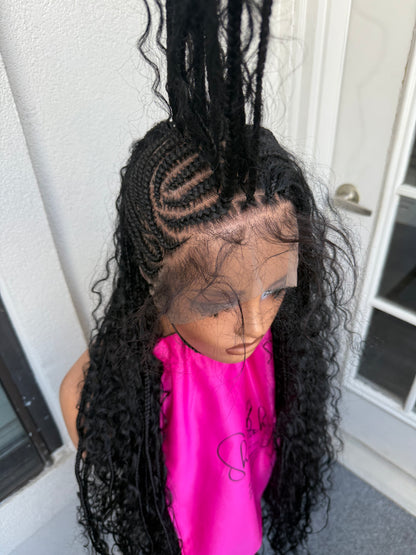 Black Full lace Mohawk braided wig
