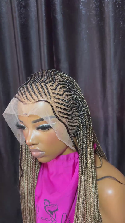13by4 Full lace Cornrow Mix Blonde Human Hair Lace  Frontal