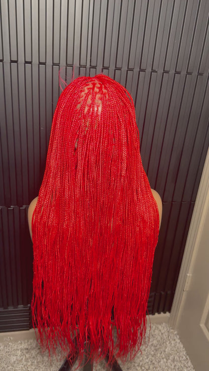 40inches small  knotless braids. Full lace braided wig