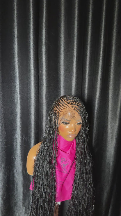 Flip Over Cornrow (Human Hair Swiss Full Lace Wig Brazilian Human Hair Curls