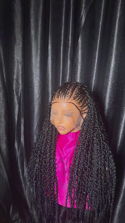 Distress cornrow (pre-bleached 360 human hair full scalp